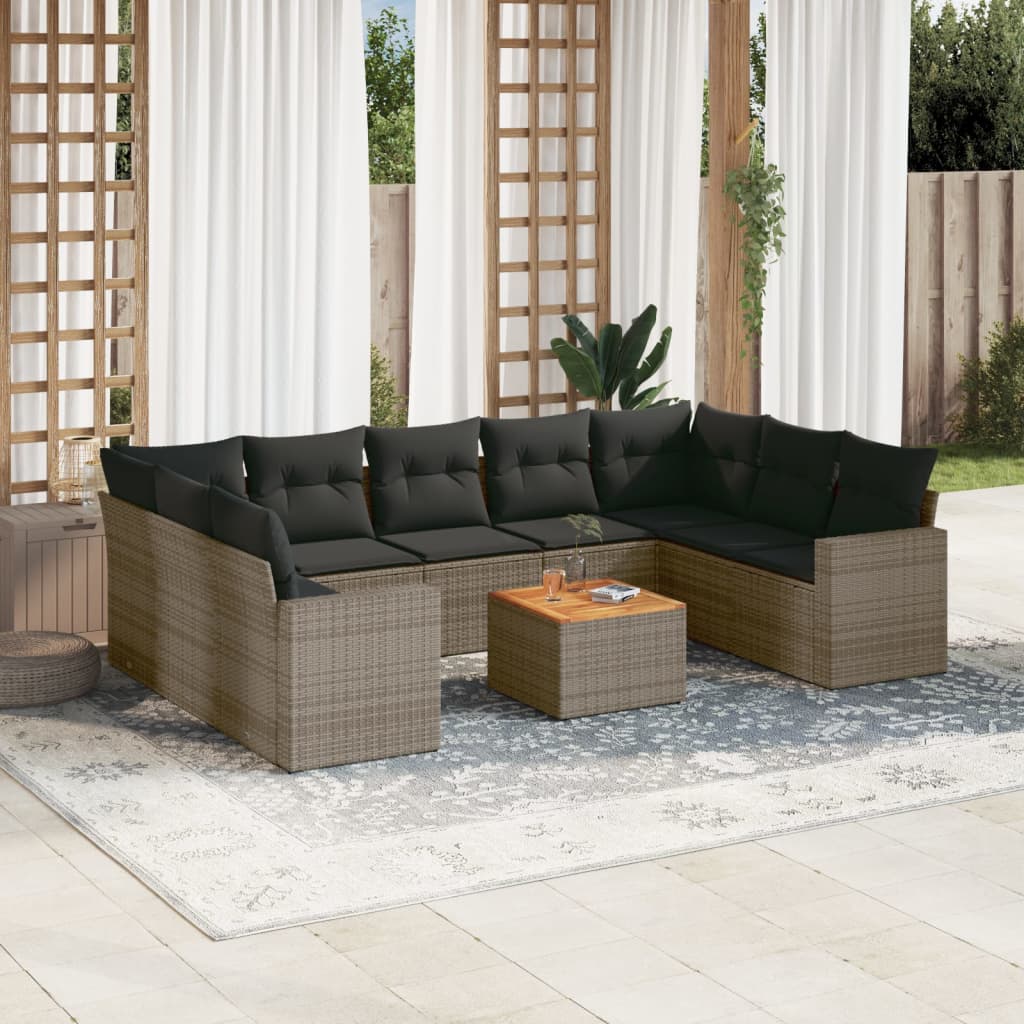 Set Canapele De Grădină Cu Perne, 10 Piese, , Poliratan