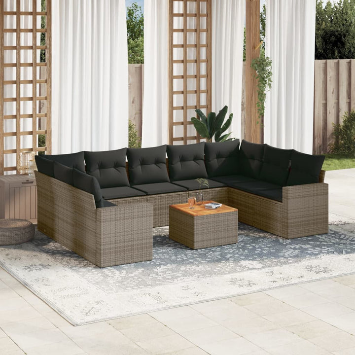 Set Canapele De Grădină Cu Perne, 10 Piese, , Poliratan