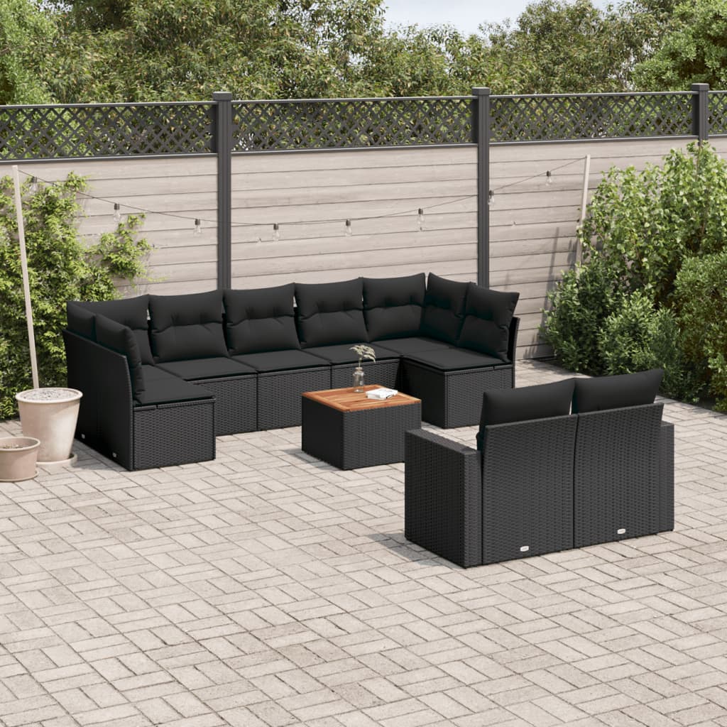 Set Canapele De Grădină Cu Perne, 10 Piese, , Poliratan