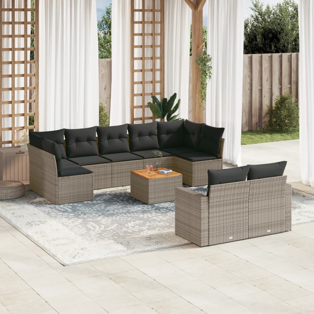 Set Canapele De Grădină Cu Perne, 10 Piese, , Poliratan