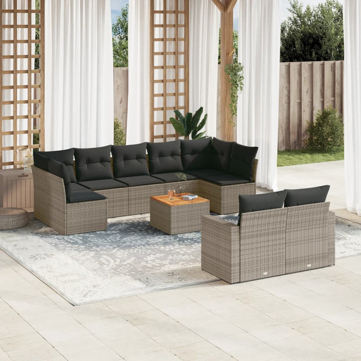 Set Canapele De Grădină Cu Perne, 10 Piese, , Poliratan