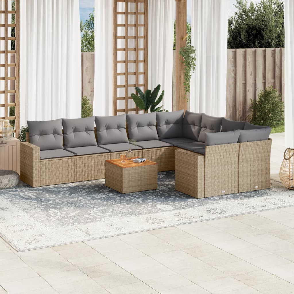 Set Canapele De Grădină Cu Perne, 10 Piese, , Poliratan