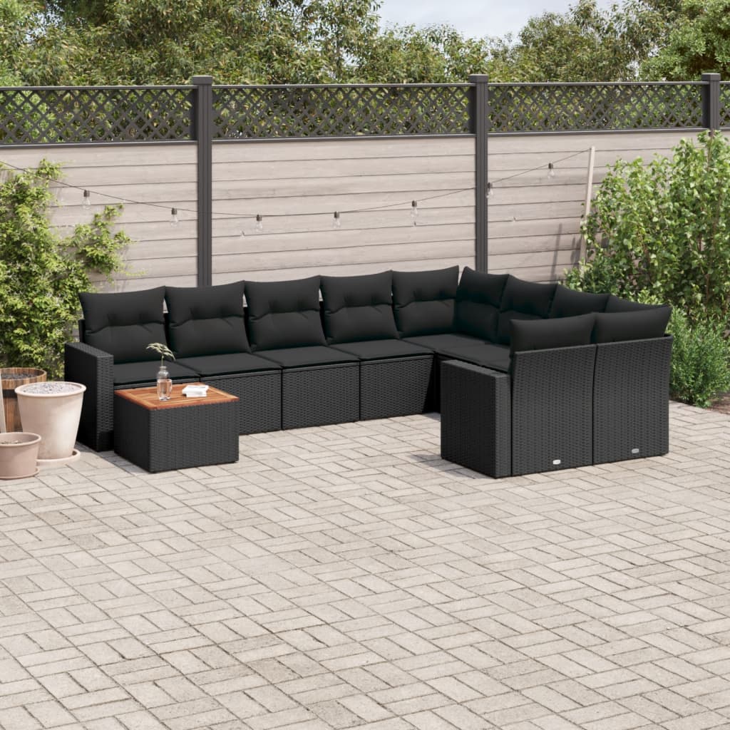 Set Canapele De Grădină Cu Perne, 10 Piese, , Poliratan