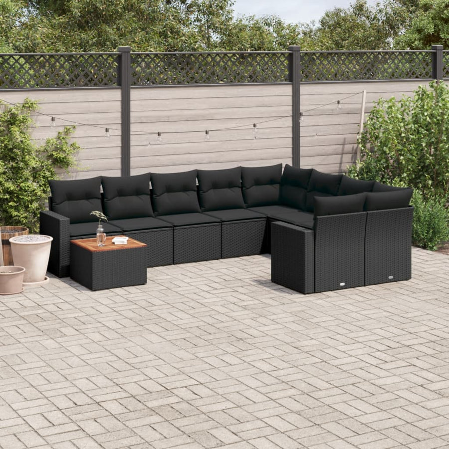 Set Canapele De Grădină Cu Perne, 10 Piese, , Poliratan