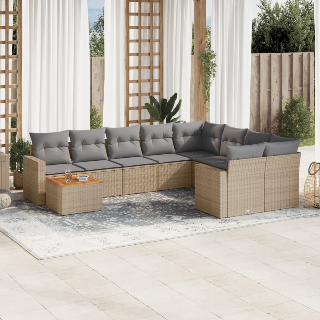 Set Canapele De Grădină Cu Perne, 10 Piese, , Poliratan