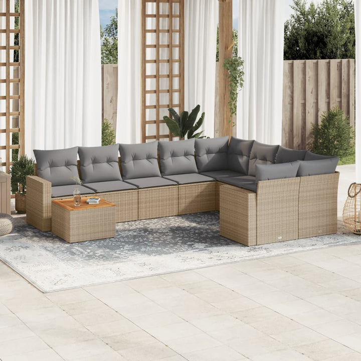Set Canapele De Grădină Cu Perne, 10 Piese, , Poliratan