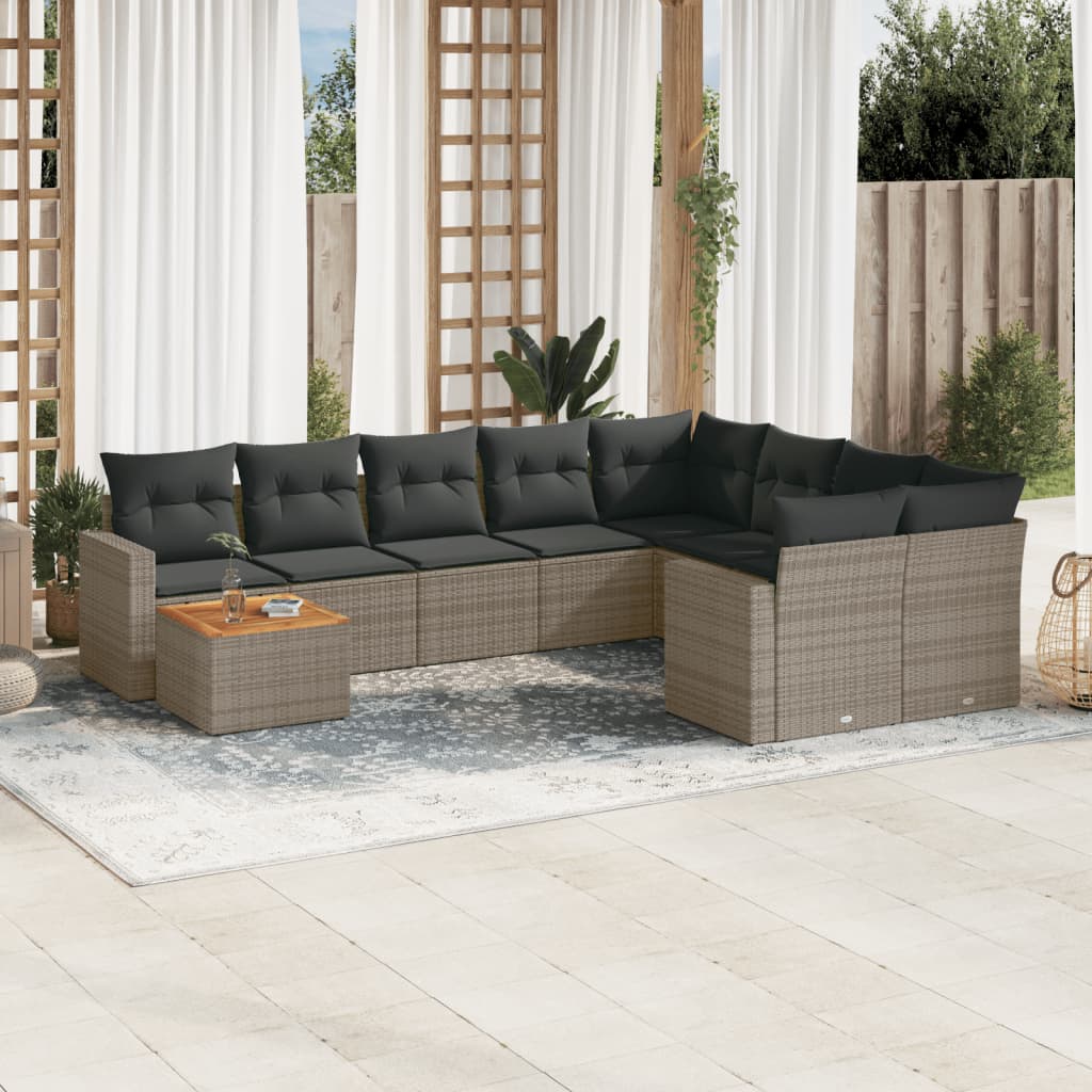 Set Canapele De Grădină Cu Perne, 10 Piese, , Poliratan