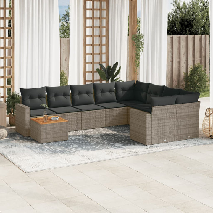 Set Canapele De Grădină Cu Perne, 10 Piese, , Poliratan