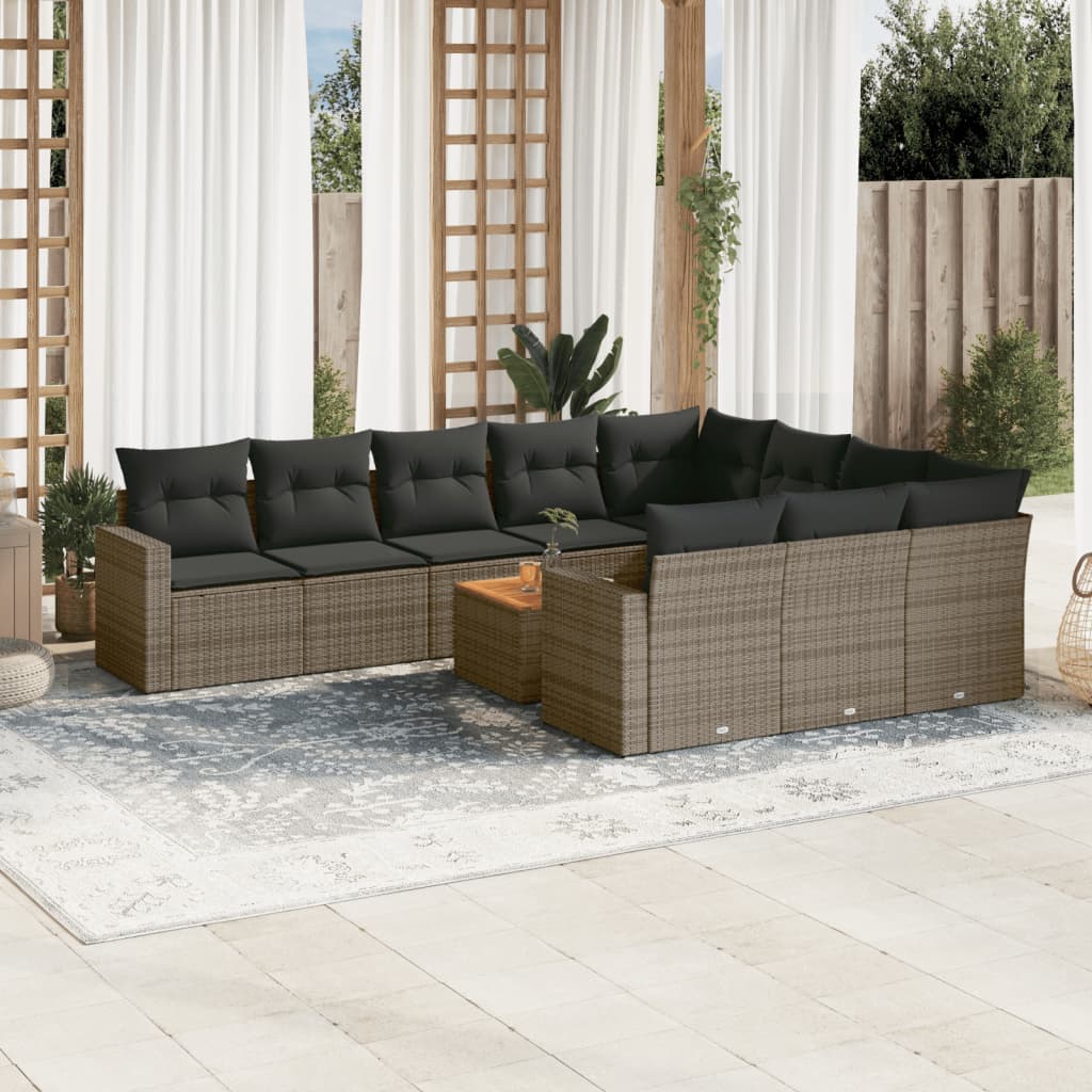 Set Canapele De Grădină Cu Perne, 11 Piese, , Poliratan