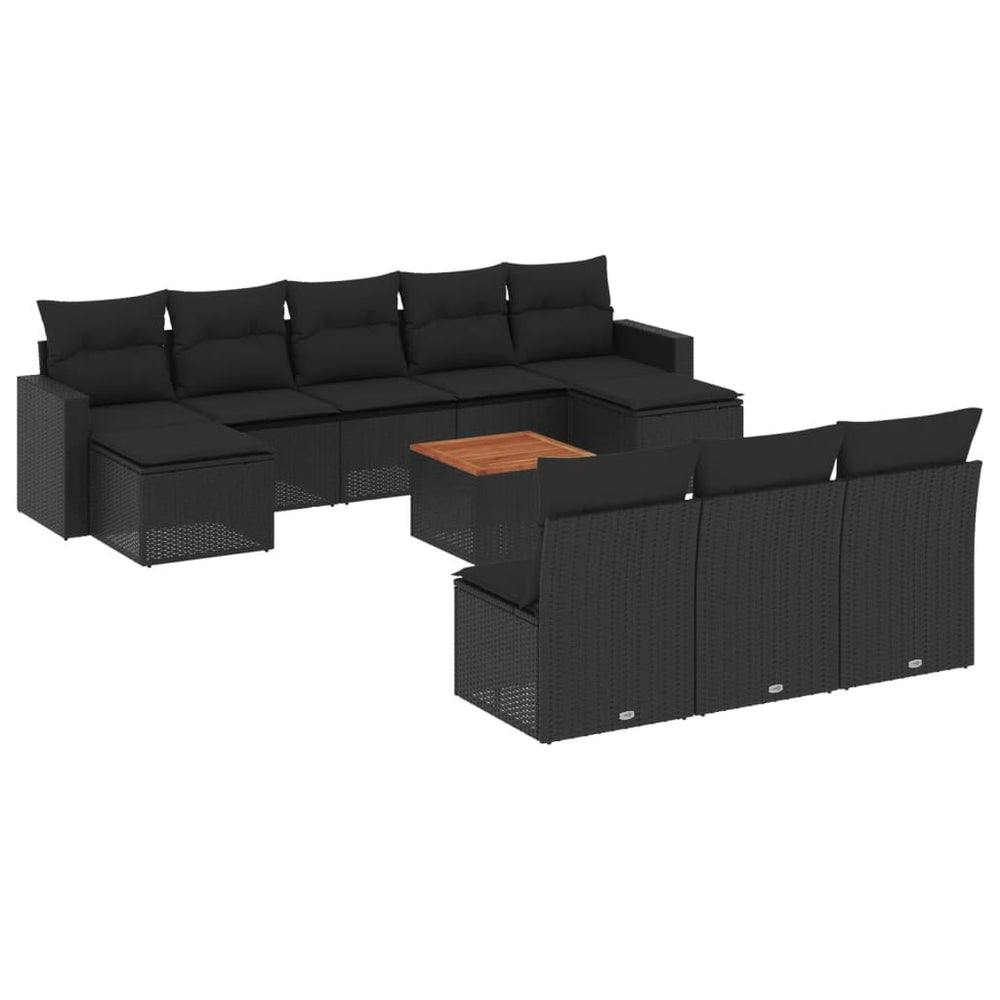 Set Canapele De Grădină Cu Perne, 11 Piese, , Poliratan