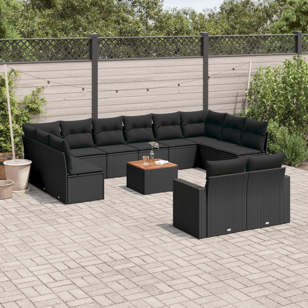 Set Canapele De Grădină, 13 Piese, Cu Perne, Bej, Poliratan
