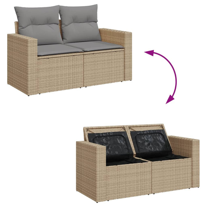 Set Canapele De Grădină, 13 Piese, Cu Perne, Bej, Poliratan
