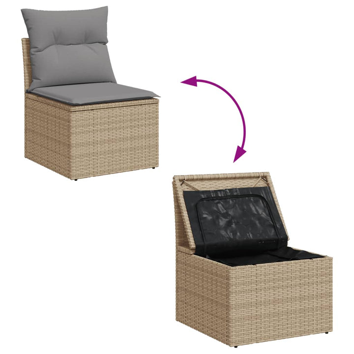 Set Canapele De Grădină, 13 Piese, Cu Perne, Bej, Poliratan