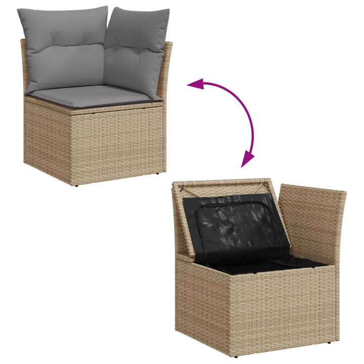 Set Canapele De Grădină, 13 Piese, Cu Perne, Bej, Poliratan