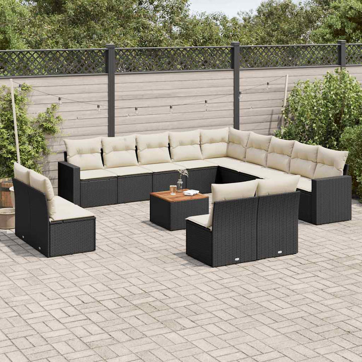 Set Mobilier De Grădină Cu Perne, 14 Piese, , Poliratan
