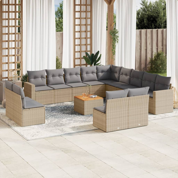 Set Mobilier De Grădină Cu Perne, 14 Piese, , Poliratan