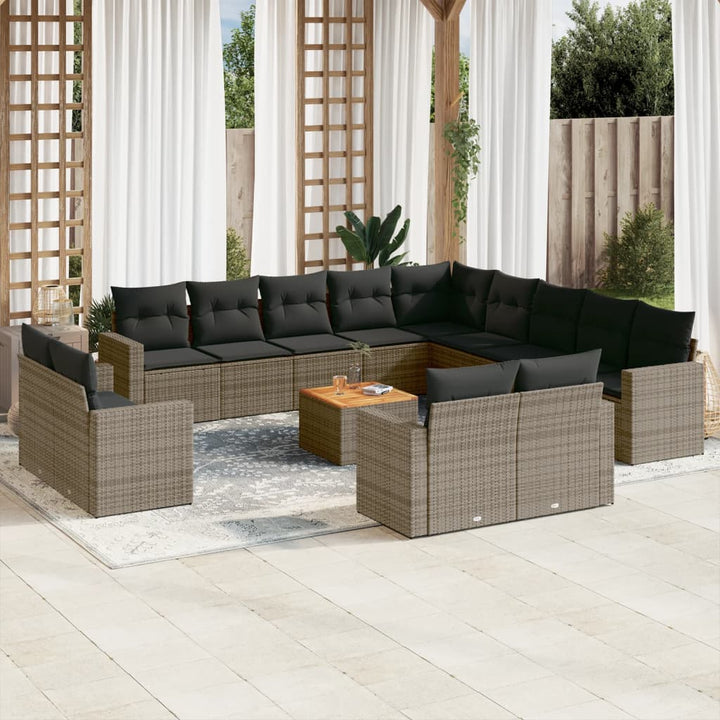 Set Mobilier De Grădină Cu Perne, 14 Piese, , Poliratan