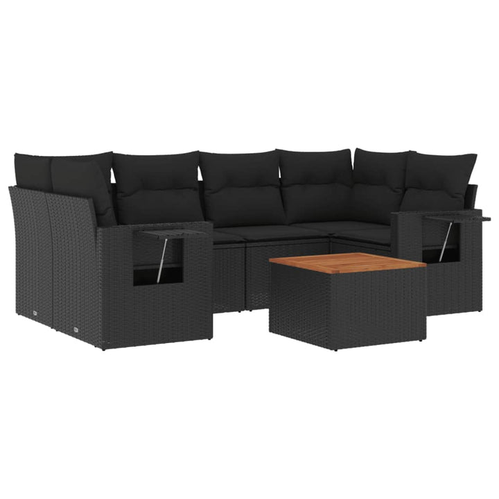Set Canapele De Grădină Cu Perne, 7 Piese, , Poliratan