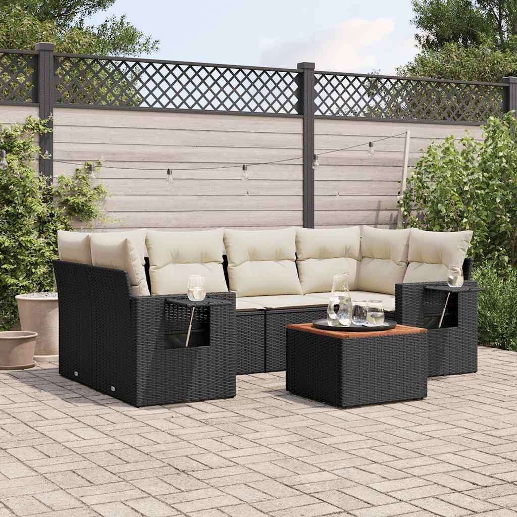 Set Canapele De Grădină Cu Perne, 7 Piese, , Poliratan