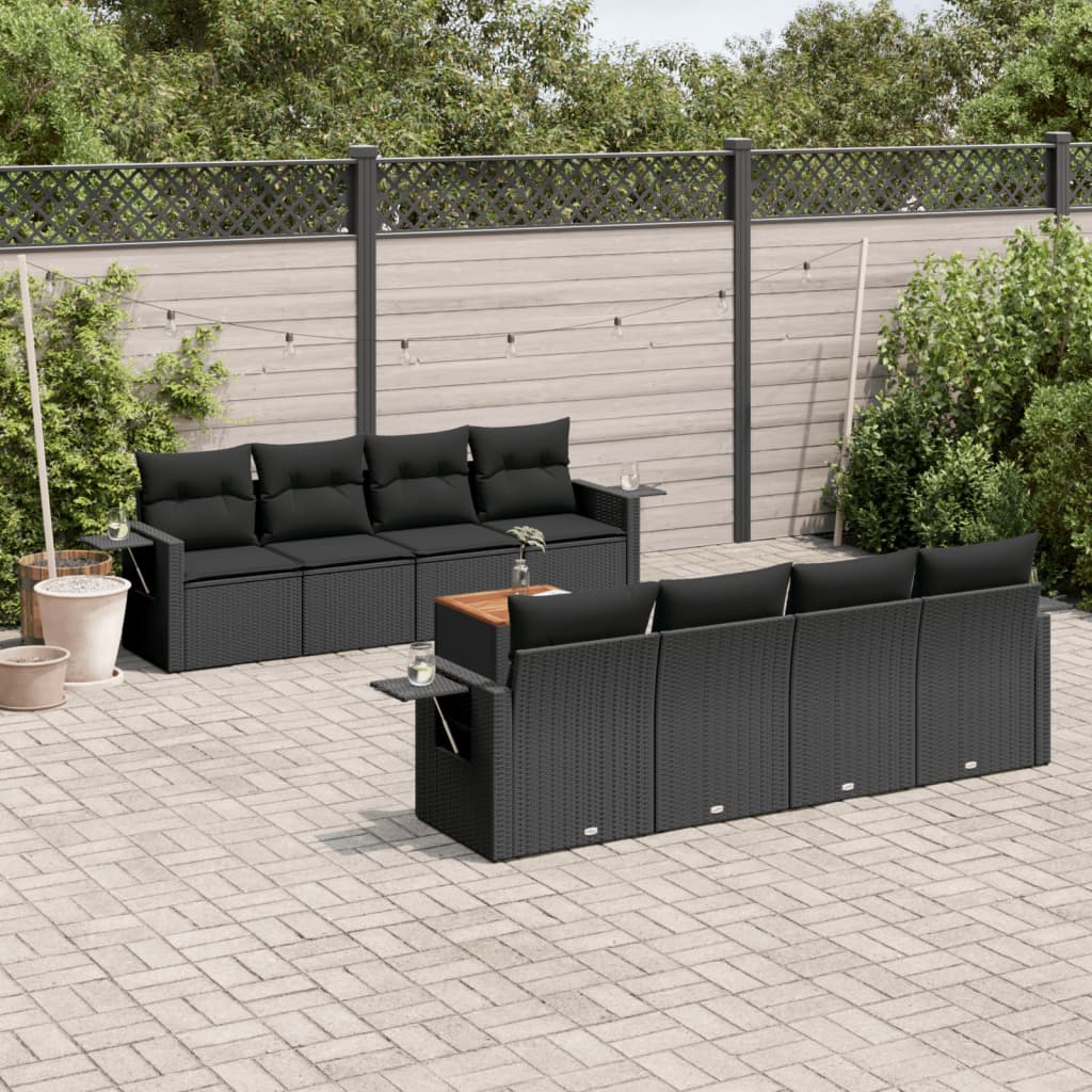 Set Canapele De Grădină, 9 Piese, Cu Perne, , Poliratan