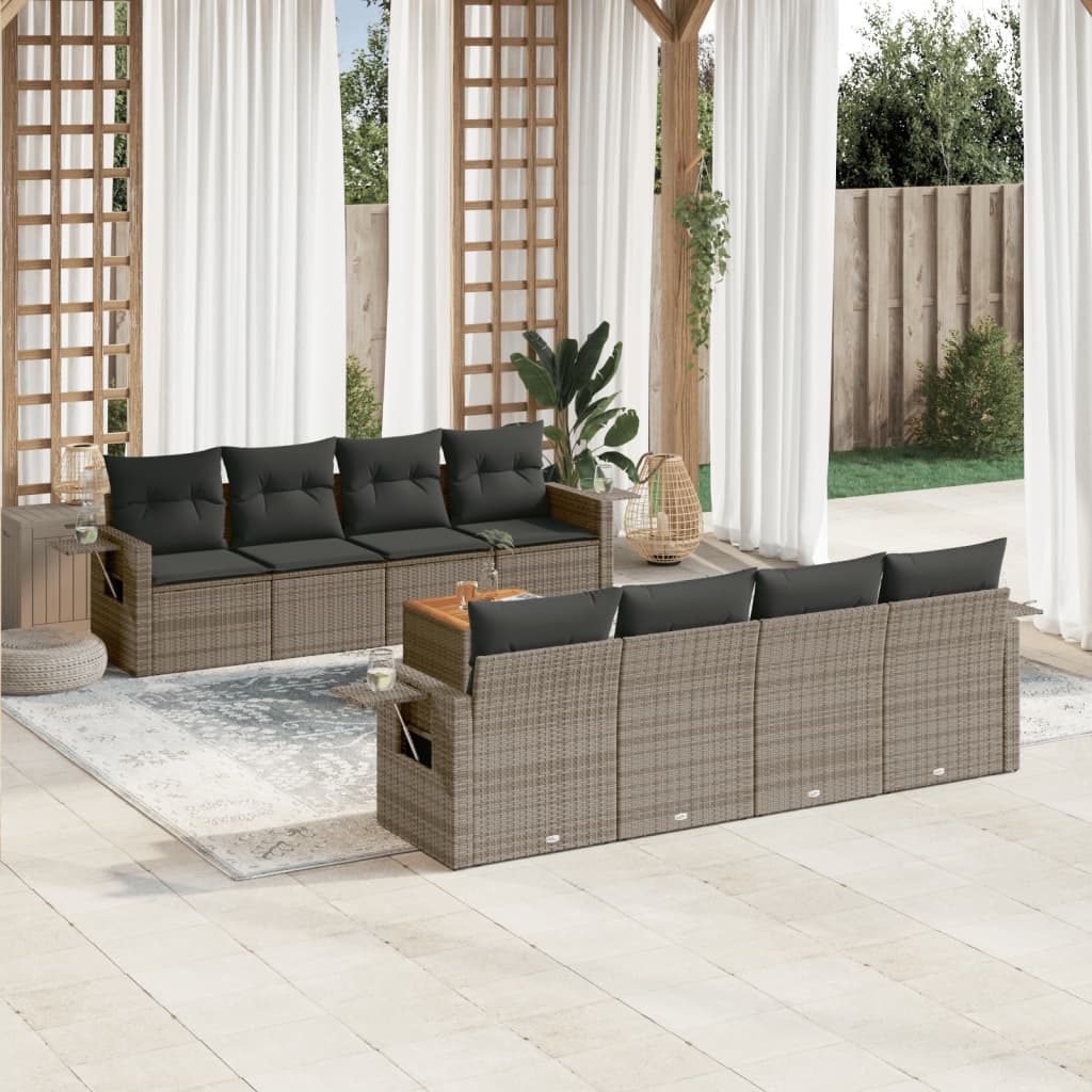 Set Canapele De Grădină, 9 Piese, Cu Perne, , Poliratan