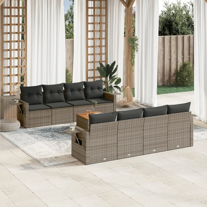Set Canapele De Grădină, 9 Piese, Cu Perne, , Poliratan