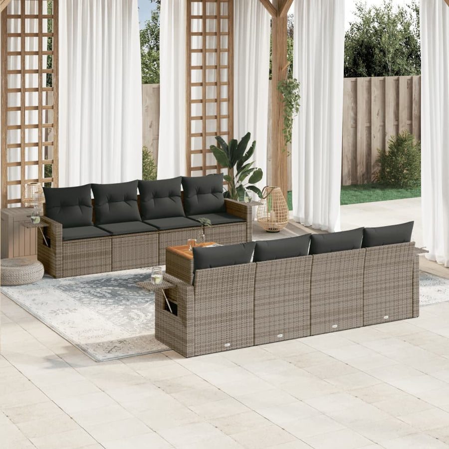 Set Canapele De Grădină, 9 Piese, Cu Perne, , Poliratan