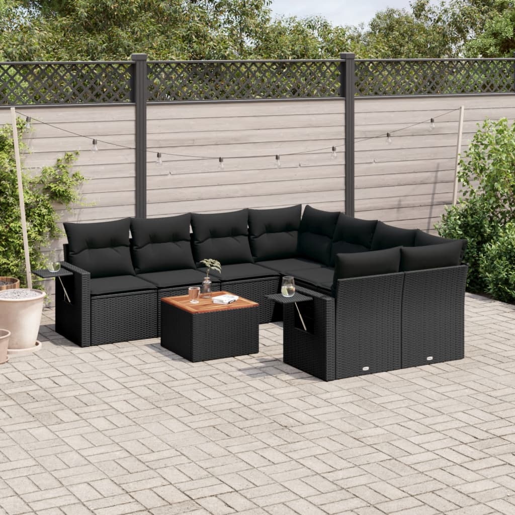 Set Canapele De Grădină, 9 Piese, Cu Perne, , Poliratan