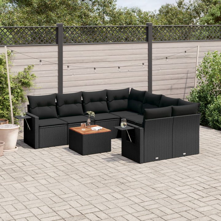 Set Canapele De Grădină, 9 Piese, Cu Perne, , Poliratan