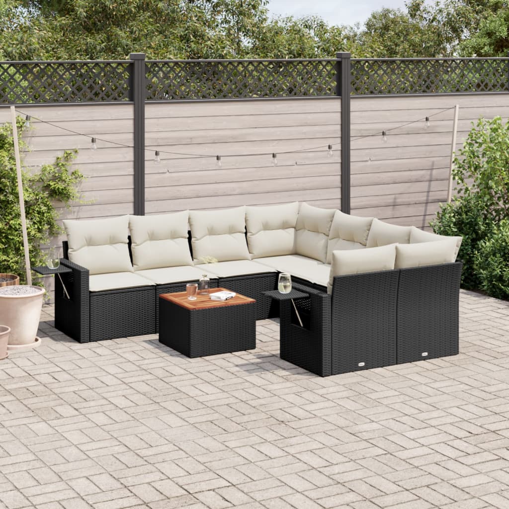 Set Canapele De Grădină, 9 Piese, Cu Perne, , Poliratan