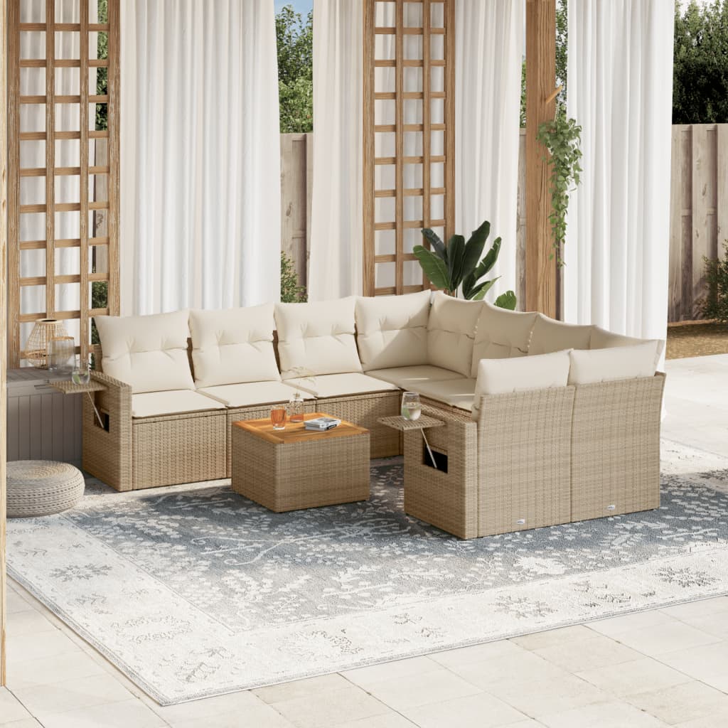Set Canapele De Grădină, 9 Piese, Cu Perne, , Poliratan