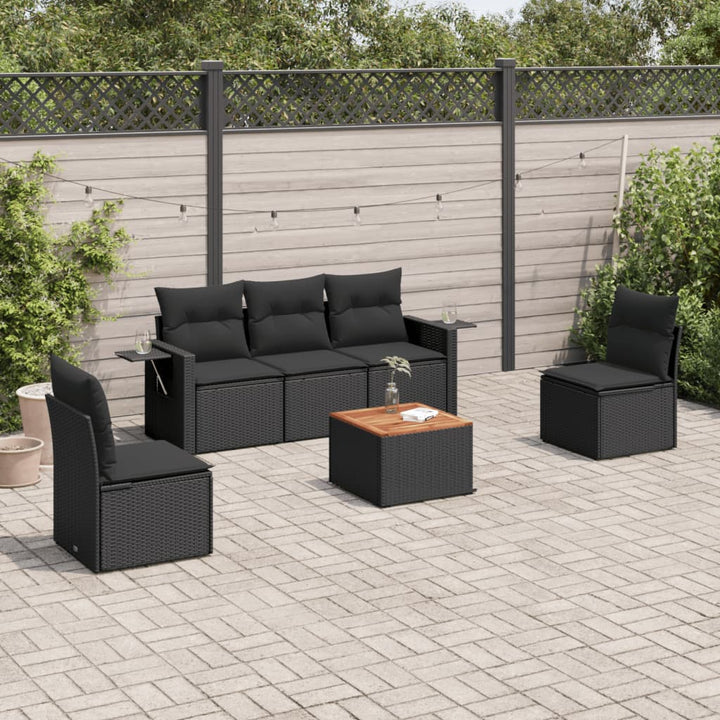 Set Mobilier Grădină Cu Perne, 6 Piese, , Poliratan