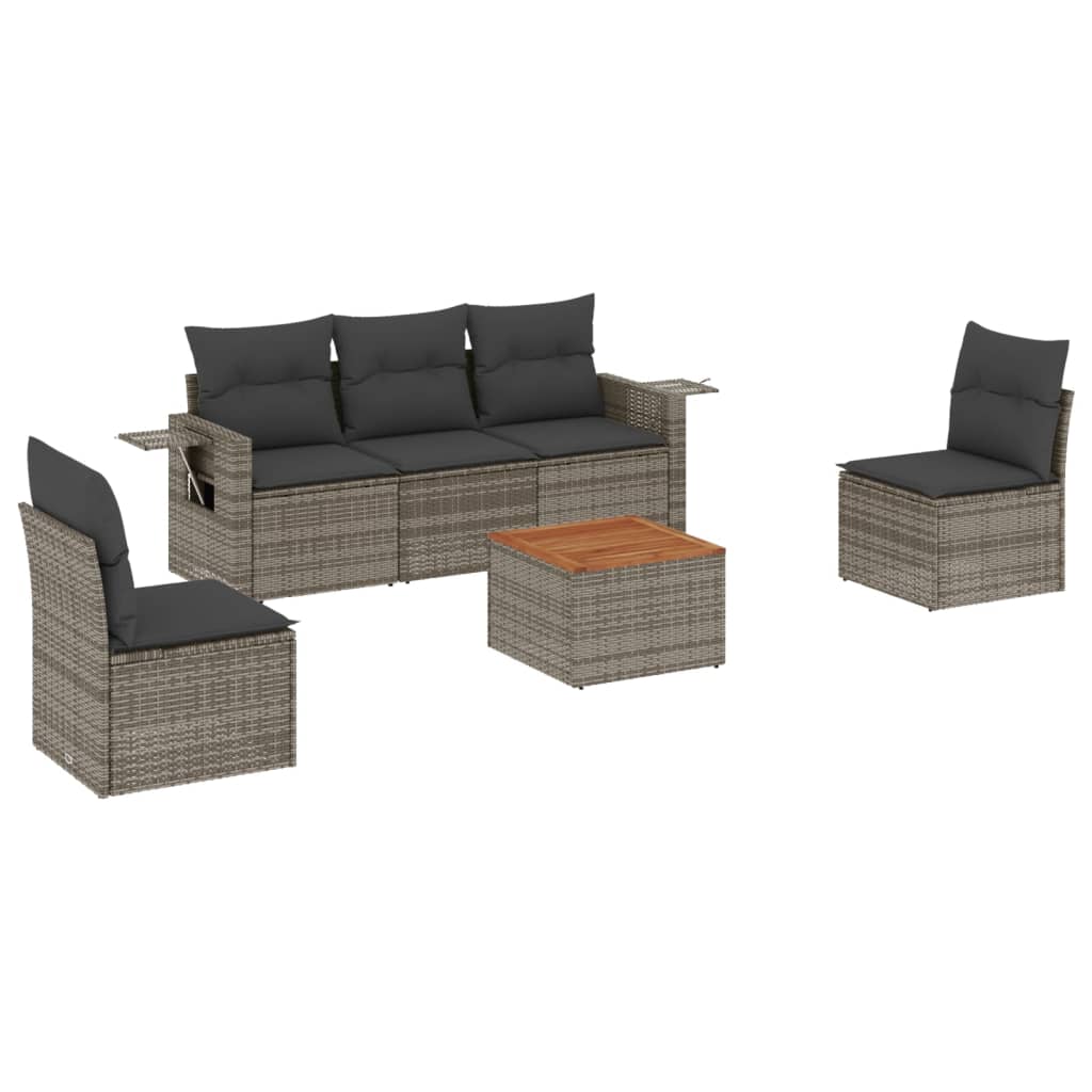 Set Mobilier Grădină Cu Perne, 6 Piese, , Poliratan