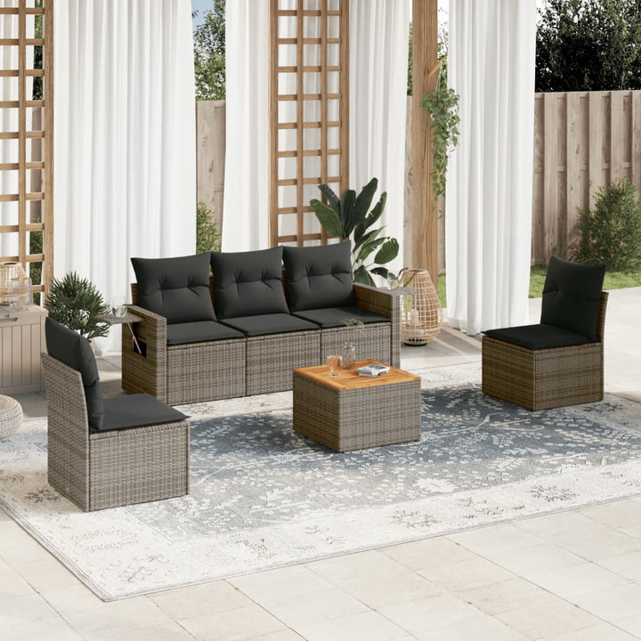 Set Mobilier Grădină Cu Perne, 6 Piese, , Poliratan