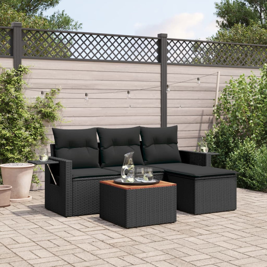 Set Mobilier De Grădină Cu Perne, 5 Piese, , Poliratan