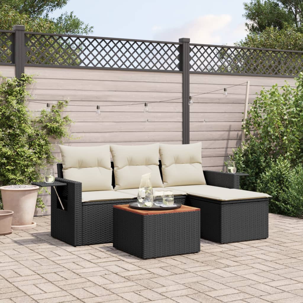 Set Mobilier De Grădină Cu Perne, 5 Piese, , Poliratan