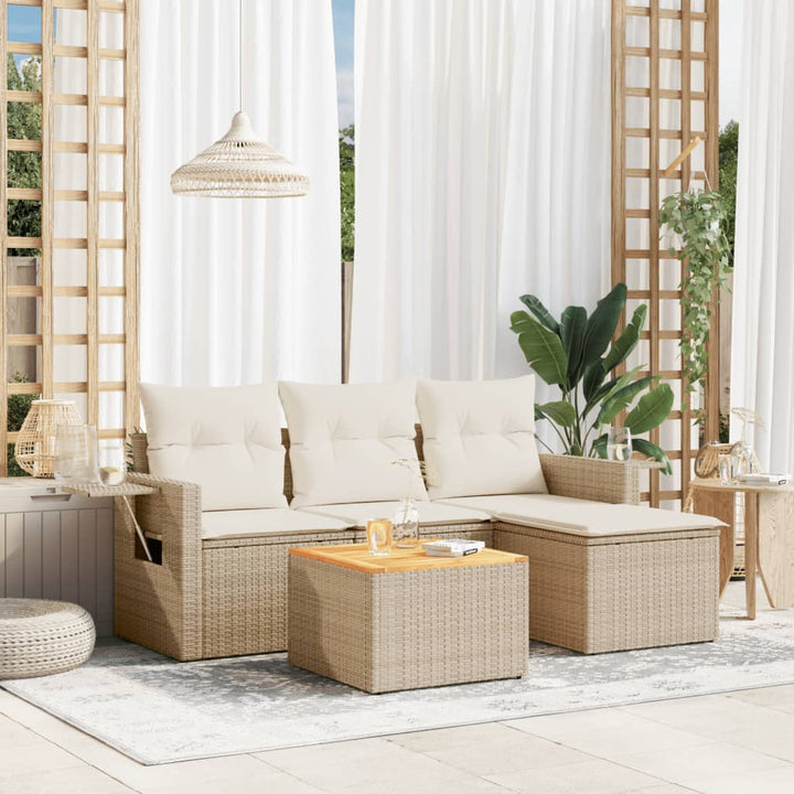 Set Mobilier De Grădină Cu Perne, 5 Piese, , Poliratan