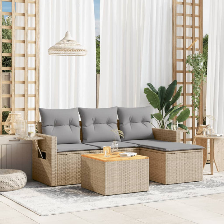 Set Mobilier De Grădină Cu Perne, 5 Piese, , Poliratan