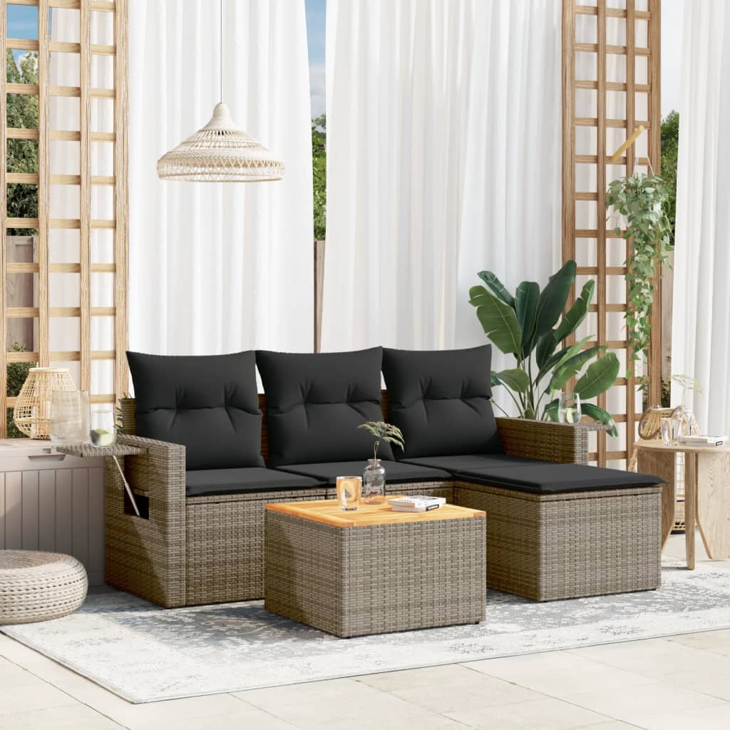 Set Mobilier De Grădină Cu Perne, 5 Piese, , Poliratan