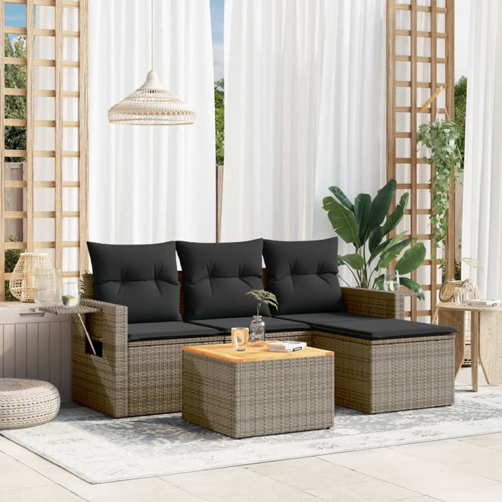 Set Mobilier De Grădină Cu Perne, 5 Piese, , Poliratan