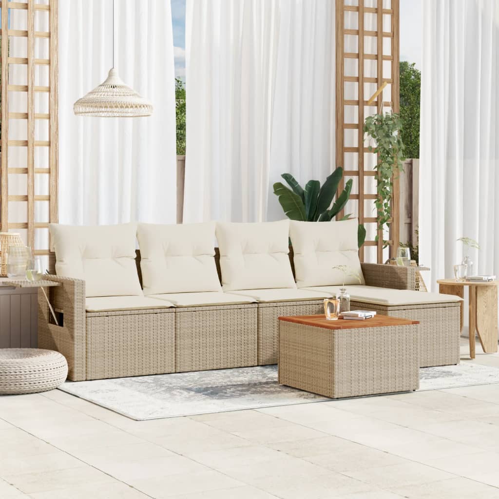 Set Mobilier De Grădină Cu Perne, 6 Piese, Negru, Poliratan