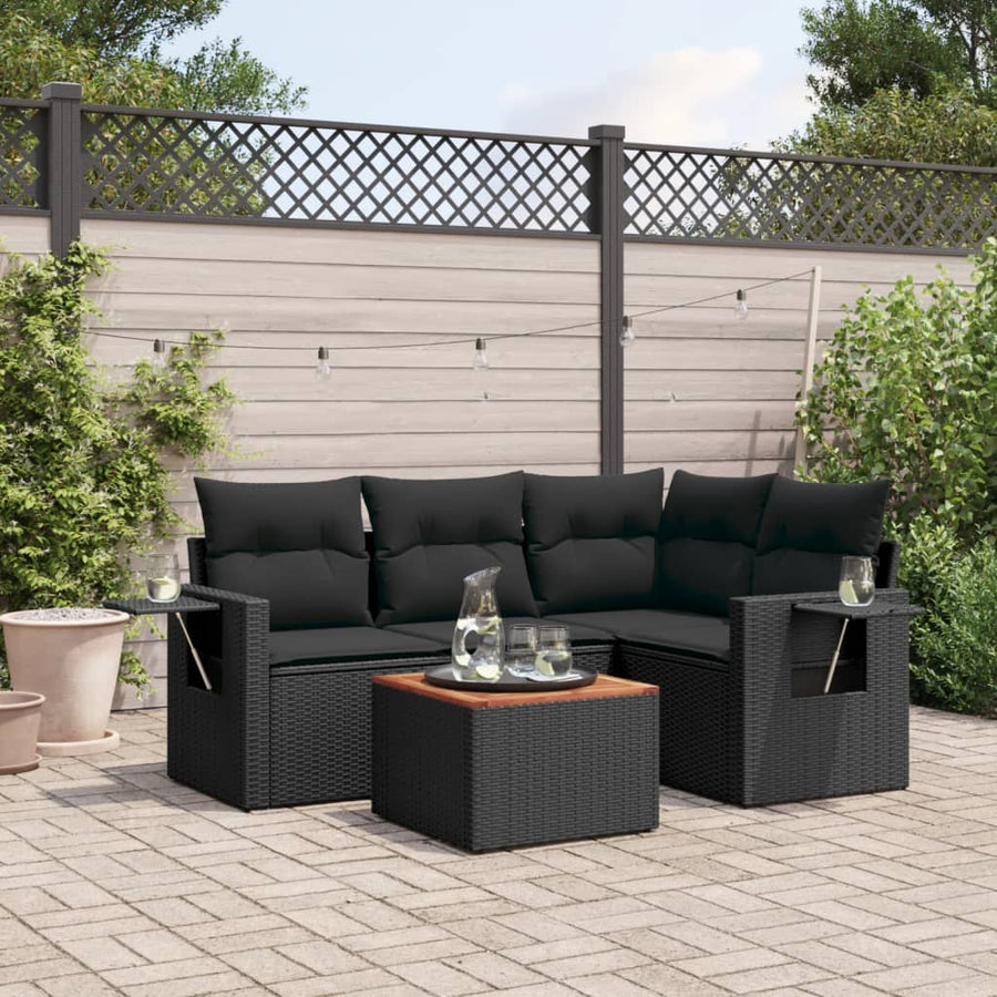 Set Mobilier De Grădină Cu Perne, 5 Piese, , Poliratan