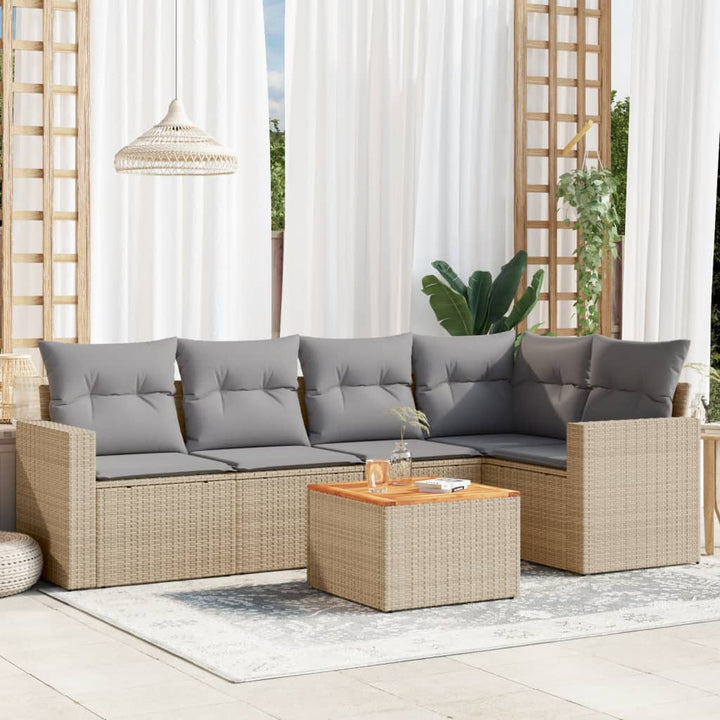 Set Mobilier De Grădină Cu Perne, 6 Piese, Negru, Poliratan