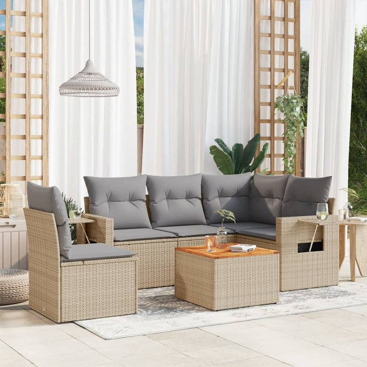 Set Mobilier De Grădină Cu Perne, 6 Piese, Negru, Poliratan