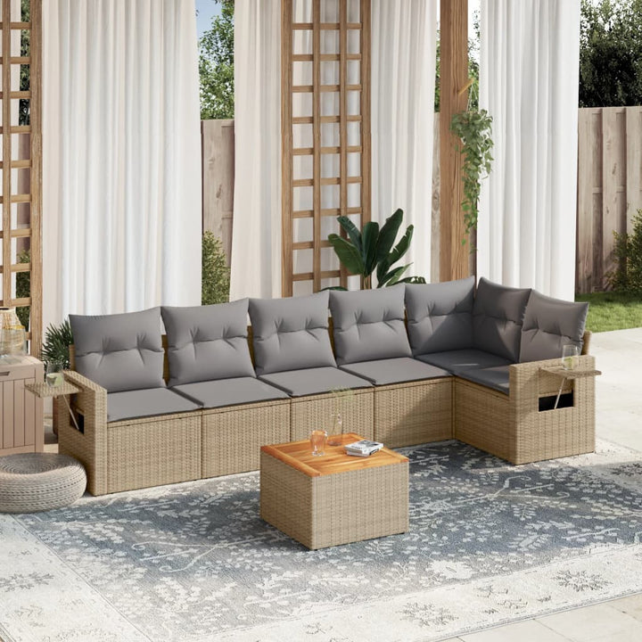 Set Canapele De Grădină, 7 Piese, Cu Perne, , Poliratan