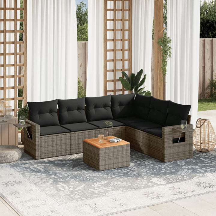 Set Canapele De Grădină, 7 Piese, Cu Perne, , Poliratan