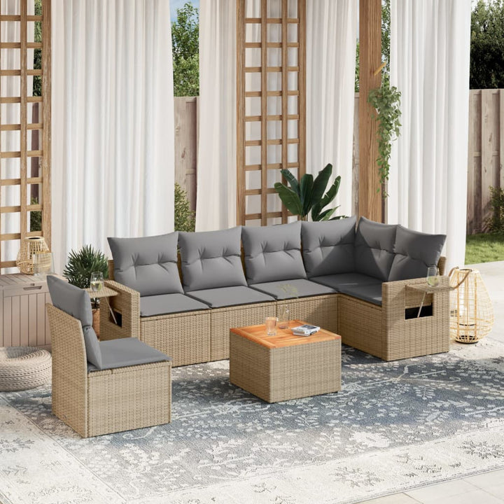 Set Canapele De Grădină, 7 Piese, Cu Perne, , Poliratan