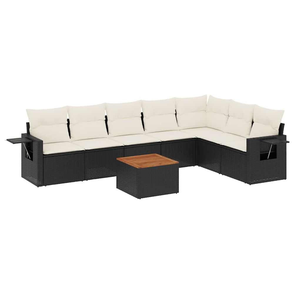 Set Mobilier De Grădină Cu Perne, 8 Piese, Negru, Poliratan