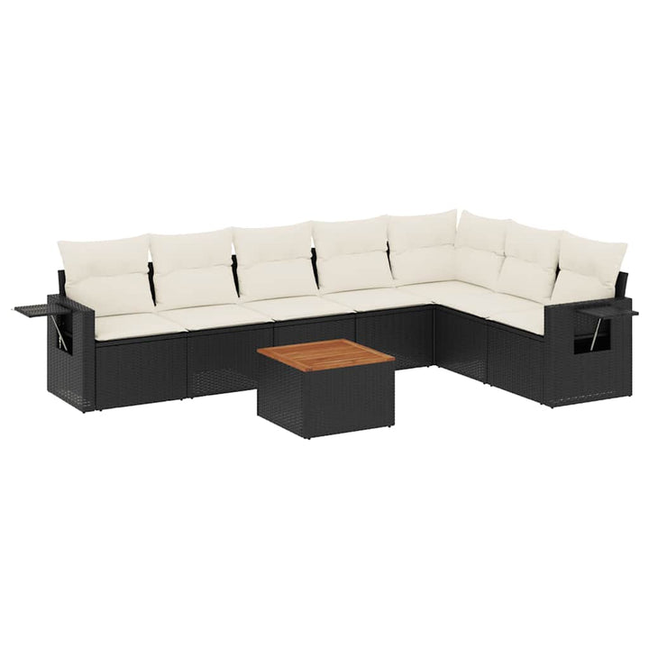 Set Mobilier De Grădină Cu Perne, 8 Piese, Negru, Poliratan