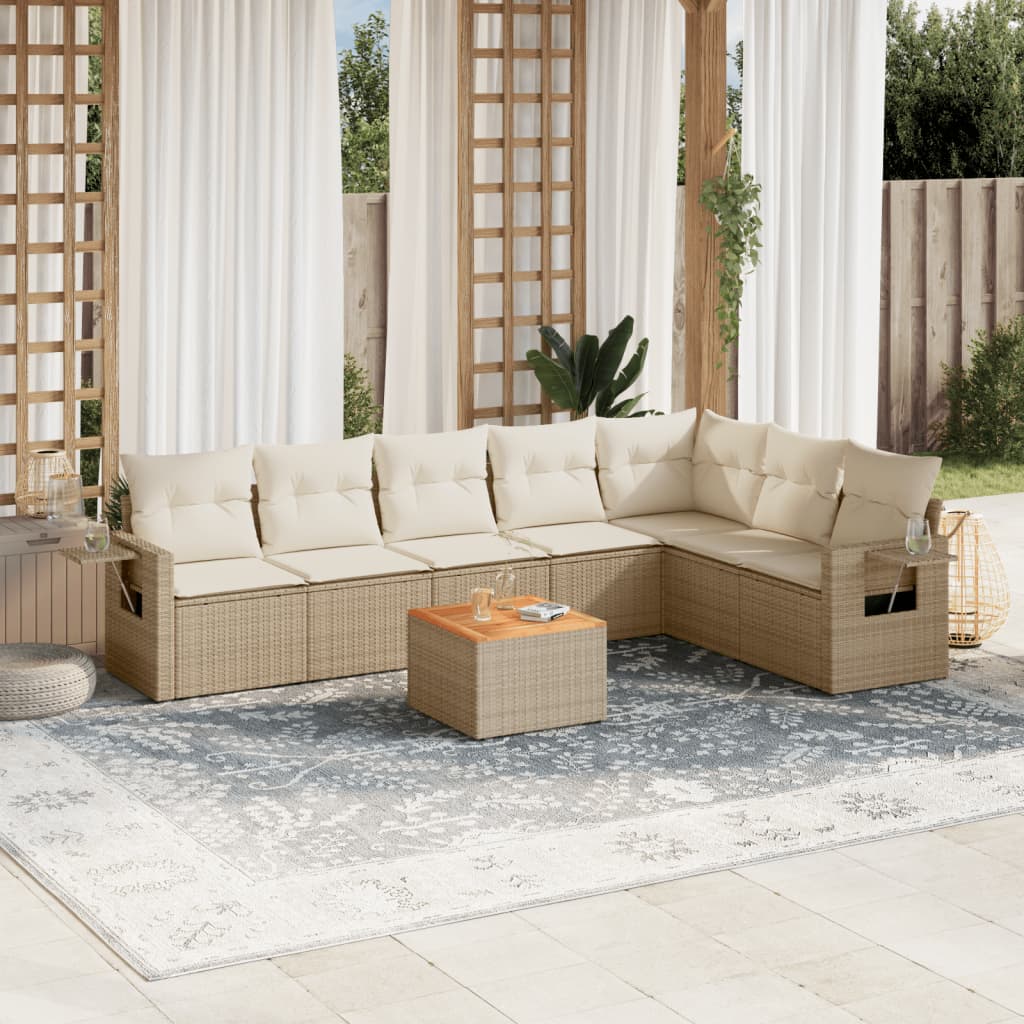 Set Mobilier De Grădină Cu Perne, 8 Piese, Negru, Poliratan